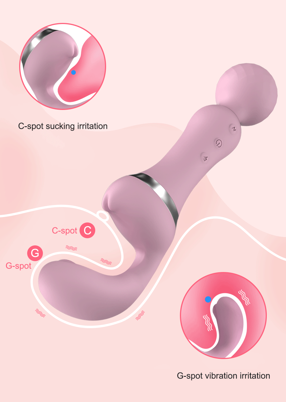 2 em 1 - massageador elétrico varinha mágica e vibrador ponto G com triplo motor recarregável