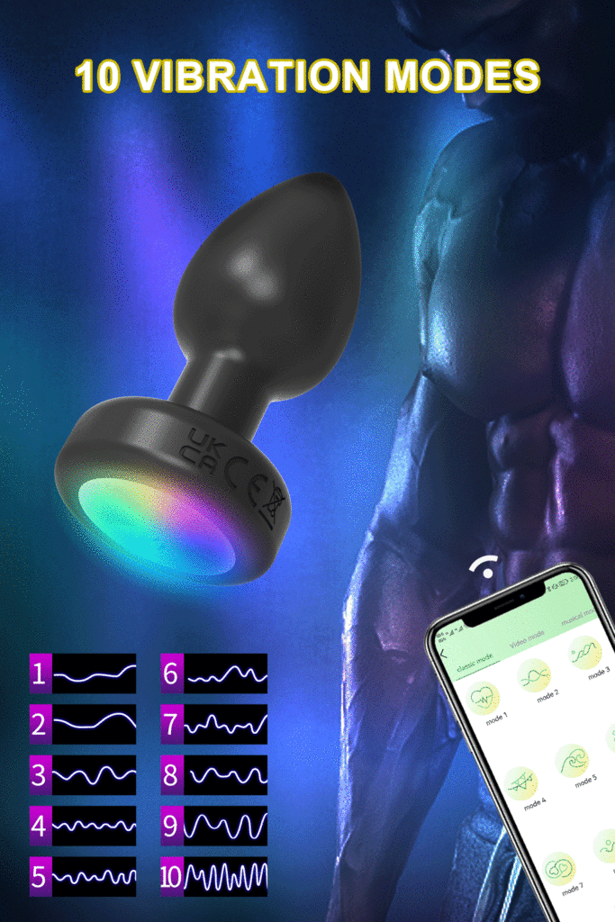 plug anal com luz led e controle por APP