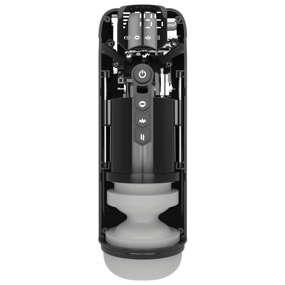 Visão geral do Aetolia em funcionamento masturbador automático Pretty Love Aetolia com tela LED, vibração, sucção e movimento em funcionamento